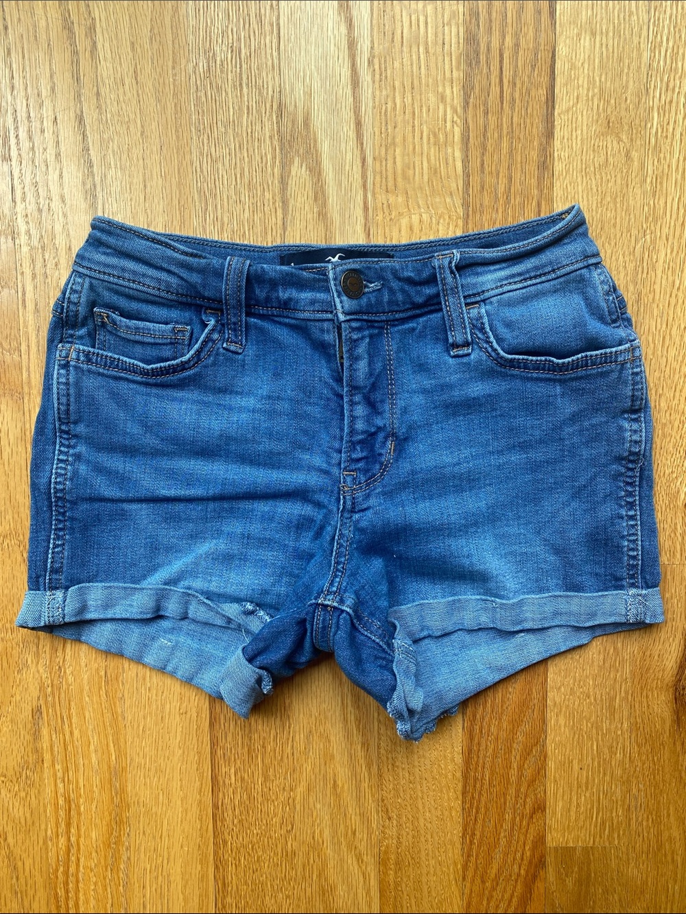 Hollister Medium Blue Cuffed Denim Shorts